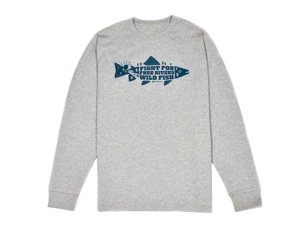 Free Rivers & Wild Fish Long Sleeve T-Shirt Heather Grey